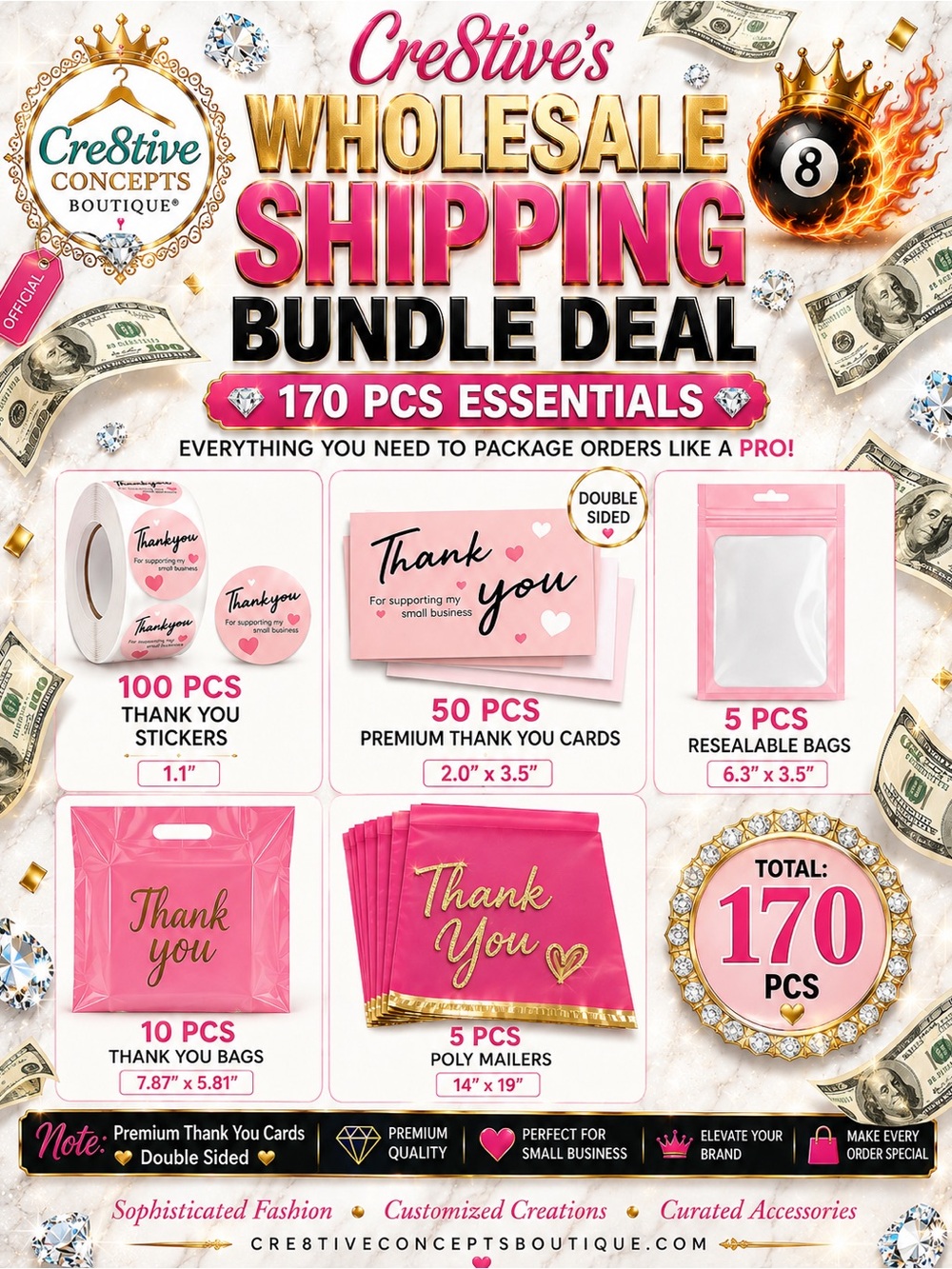 Cre8tive’s Wholesale Shipping Bundle Deal, 170 PCS Essentials-Limited Quantitie - Picture 3 of 5